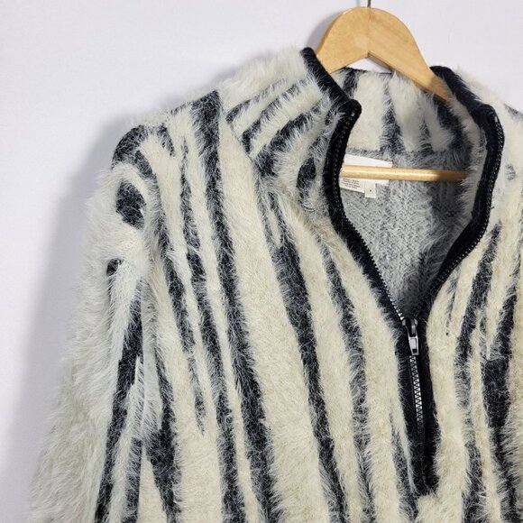 Anthropologie Women's Cindy Eyelash Half Zip Pullover Fuzzy Sweater Size S - Picture 2 of 15